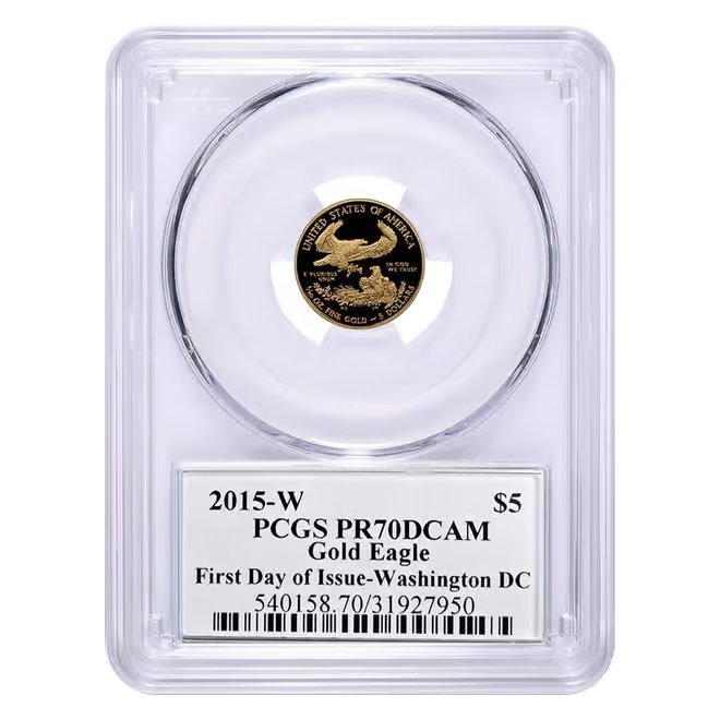 2015-W 1/10 oz $5 Proof Gold American Eagle PCGS PF 70 DCAM FDOI (Edmund C. Moy)