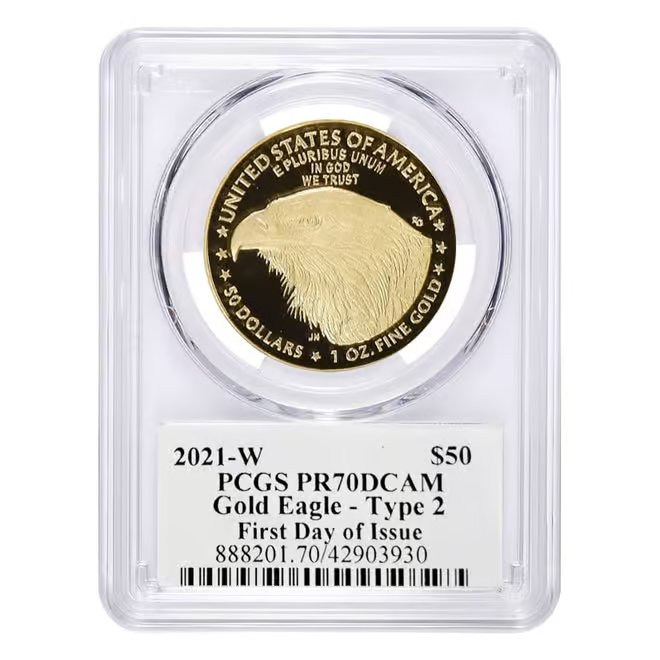 2021-W 1 oz $50 Proof Gold American Eagle Type 2 PCGS PF 70 DCAM FDOI (Thomas S. Cleveland)