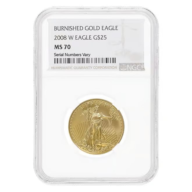 2008 W 1/2 oz $25 Burnished Gold American Eagle NGC MS 70