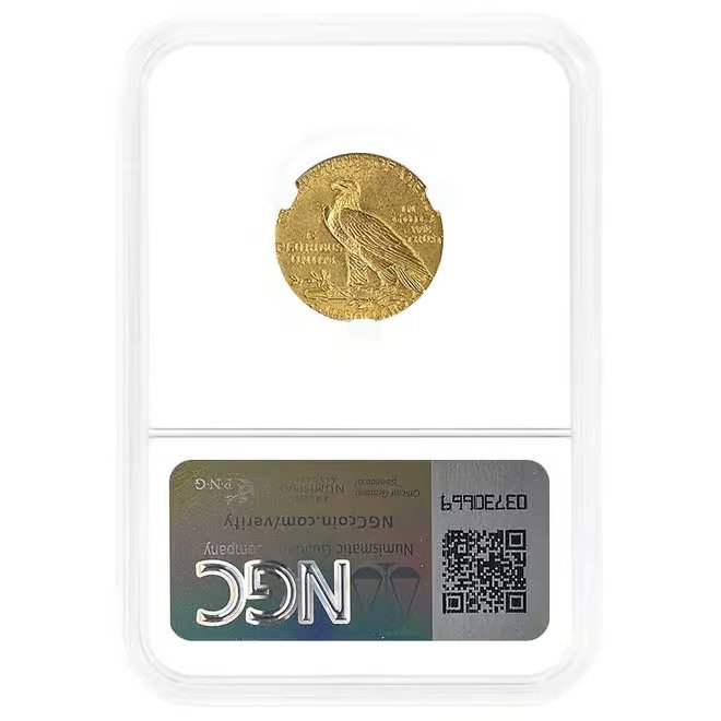 1909 $5 Indian Head Half Eagle Gold Coin NGC MS 63