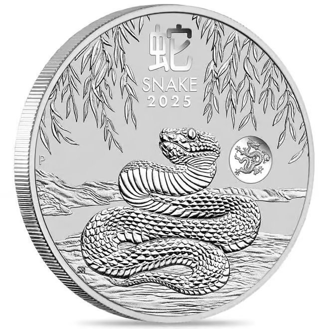 Roll of 20 - 2025 1 oz Silver Lunar Snake Dragon Privy BU Australian Perth Mint